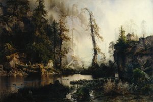 Black lake (olje på lerret)