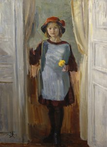 Pike i døråpning (Maria Eiebakke) 1918 (olje på lerret)