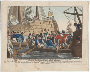 Napoleon Bonaparte som fange av engelskmennene blir brakt fra Bellerophon til Northumberland 8. av August Friedrich Andreas Campe