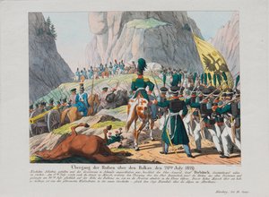 Hæren til Graf Ivan Ivanovich Diebitsch som krysser Balkan, ca. 1830 av August Friedrich Andreas Campe