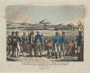 Den store festen for de tre allierte monarkene i Teplitz Teplice 2. september 1813 av August Friedrich Andreas Campe