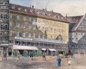 Det tidligere brannstedet ved Stephansplatz i Wien med Café L