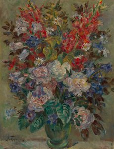 Blomsterstilleben (olje på lerret) av August Hermann Fricke