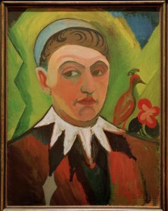 Klovne, karikert selvportrett av August Macke