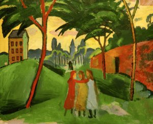 Landskap med tre jenter av August Macke