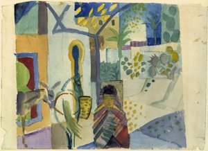 Jente med hest og esel av August Macke