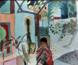 Jente med hest og esel av August Macke