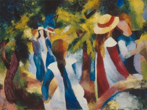Jente under trær av August Macke