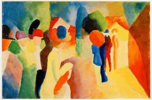 Med gul jakke av August Macke