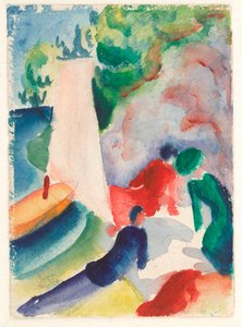 ""Piknik på stranden"" (Piknik etter seiling) Akvarell av August Macke (1887-1914) 1913 Dim 17,6x12,2 cm Albertina, Wien av August Macke