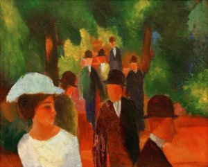 Promenade (med hvit jente i halv lengde) av August Macke