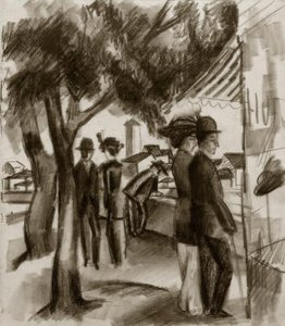 Turgåere under trær av August Macke