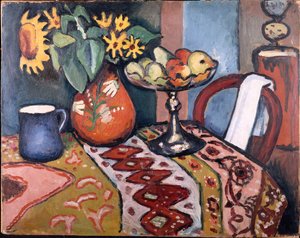 Stilleben med solsikker II, 1911 av August Macke