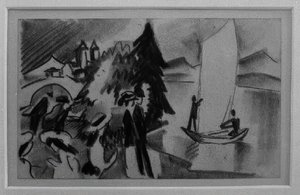 Studie på gule seil av August Macke