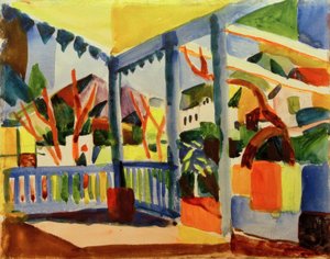 Terrasse på landstedet i St. Germain av August Macke