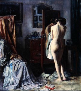 The Boudoir, ca. 1910 (olje på lerret) av August Rieper