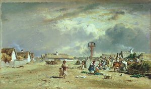 Markedet i Szolnok, Ungarn av August Xaver Karl von Pettenkofen