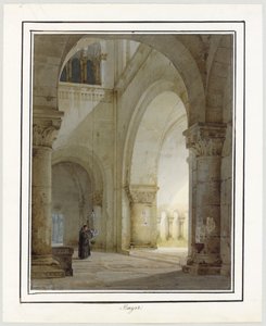 Interiør i en romansk kirke av August von Bayer