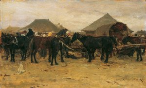 Hestemarked i Szolnok I av August von Pettenkofen