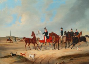 Kavalkade av ryttere med hunder av August von Rentzell