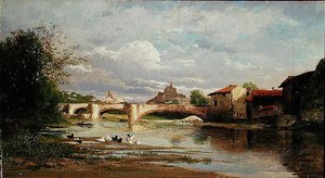 Bro med ender, 1872 av Auguste Allonge