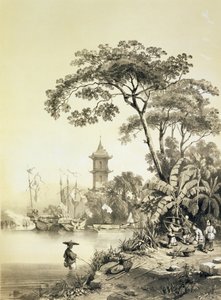 En pagode på Macao-Canton-kanalen, plate 21 fra 