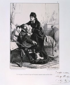 En kvinne mater en såret soldatsuppe, beleiring av Paris, fransk-prøyssisk krig, 1870 1871