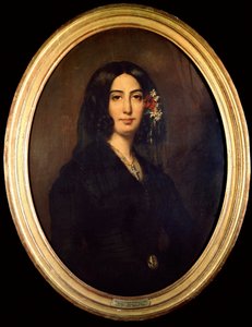 Portrett av George Sand (Aurore Dupin, Baronne Dudevant) (1804-1876) i 1832. Maleri av Auguste Charpentier (1813-1880) Paris Musee Carnavalet