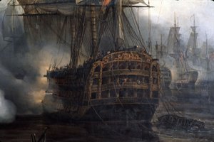 Slaget ved Trafalgar, detalj, av Auguste Etienne Francois Mayer (1805-1890)