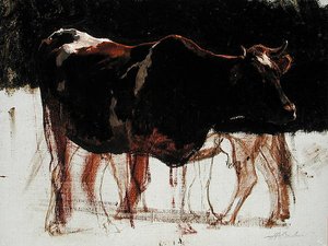 Studie av storfe (olje på lerret)