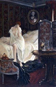 Horkvinnen. Illustrasjon av Auguste François Gorguet (1862 - 1927) for ""Le Lys rouge"" av Anatole France