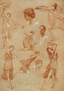 Skisser som representerer den amerikanske danseren Isadora Duncan av Auguste Francois Marie Gorguet
