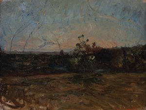 1800-talls landskap (Olje på lerret montert på tre)
