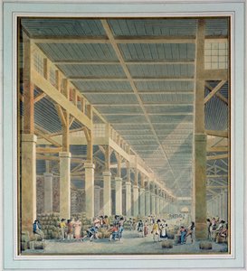 Utsikt over 'La Halle aux Vins', før 1808 av Auguste Hibon