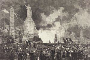 14. juli. Belysning av Place de la République, 1883. av Auguste Lepere