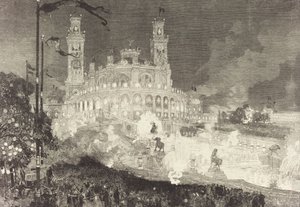 14. juli. Belysning av Palais du Trocadéro, 1883. av Auguste Lepere