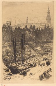 Amsterdam sett fra Victoria Hotel (Amsterdamvue de Victoria Hotel) av Auguste Lepere