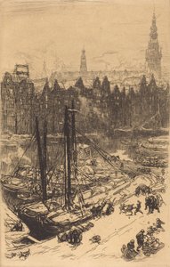 Amsterdam sett fra Victoria Hotel Amsterdamvue de Victoria Hotel, 1901. av Auguste Lepere