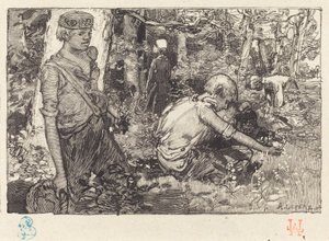 Innsamling av mai-lilje (La cueillette du muguet) av Auguste Lepere