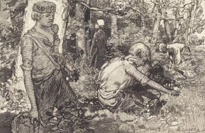Samling av May-lily La cueillette du muguet, 1908. av Auguste Lepere