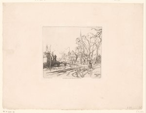 Utsikt over broen ved Beguinage i Brugge Le pont du Beguinage à Bruges (tittel på objekt) av Auguste Lepere