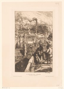 Utsikt over takene i Gobelins-distriktet i Paris Le quartier des Gobelins (tittel på objekt) av Auguste Lepere