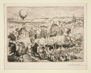 Den fallende ballongen, i Pr?-Saint-Gervais (Den fallende ballongen, i Pre-Saint-Gervais) av Auguste Lepere