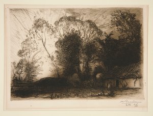 Hytta? Rousseau (Vend?e) (Hytte ved Rousseau [Vendee]) av Auguste Lepere