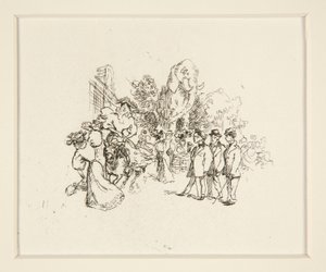 Lady Riding Cow, Other Figures, and Elephant av Auguste Lepere