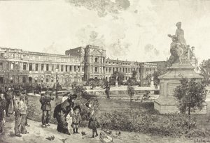 Ruinene av Tuileries-palasset før de ble revet, 1883. av Auguste Lepere
