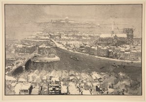 Paris under snøen, fra i dag er St. Gervais (Paris under snø, sett fra toppen av St. Gervais) av Auguste Lepere