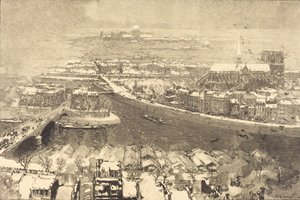 Paris under snø, utsikt fra St.-Gervais Paris under snø, sett fra toppen av St.-Gervaais, 1890. av Auguste Lepere