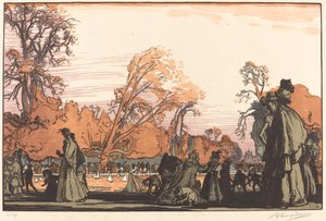 Dam i Tuileries (Le bassin des Tuileries) av Auguste Lepere