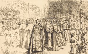 Retur av prosesjonen til Nante-katedralen Rentree de la Procession a la Cathedral de Nantes, 190 av Auguste Lepere